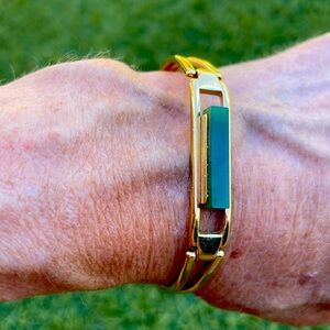 Avon Gold Plated Bracelet with Green Jade Stone Size  small